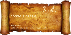 Komsa Lolita névjegykártya